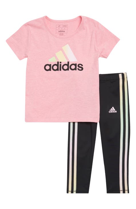 Kids' Logo T-Shirt & 3-Stripes Leggings Set (Toddler & Little Kid)