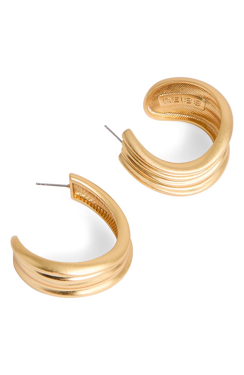Reiss Flavia Fluid Hoop Earrings, Alternate, color, Gold Tone