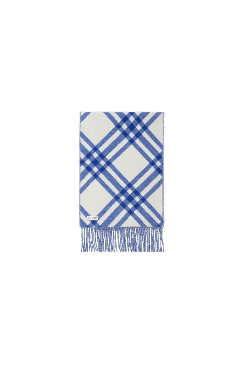 Check Cashmere Scarf, Alternate, color, Knight blue