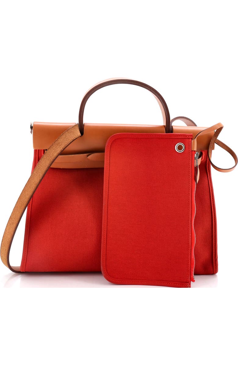 Pre-Owned Hermes Herbag Zip Leather and Toile 31, Alternate, color, Rouge Duchesse