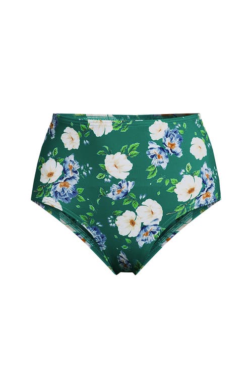Lands' End Plus Size Sculpting Suit High Waisted Bikini Bottoms In Island Emerald Petunia Floral