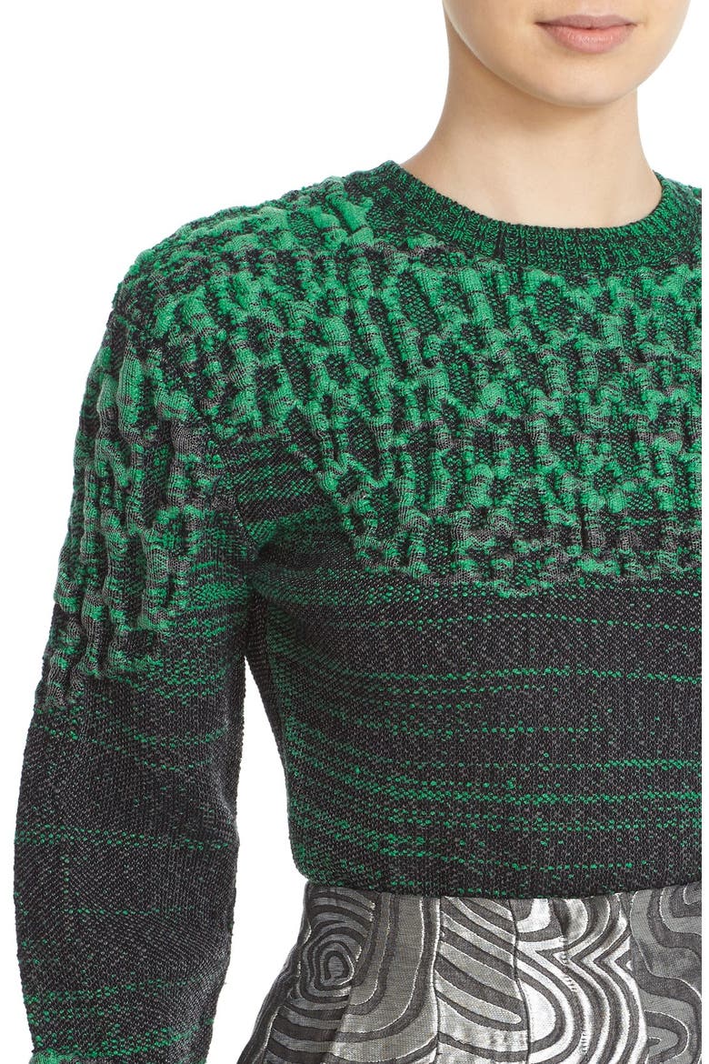 3D Lace Inlay Knit Pullover, Alternate, color, GREEN/ BLACK
