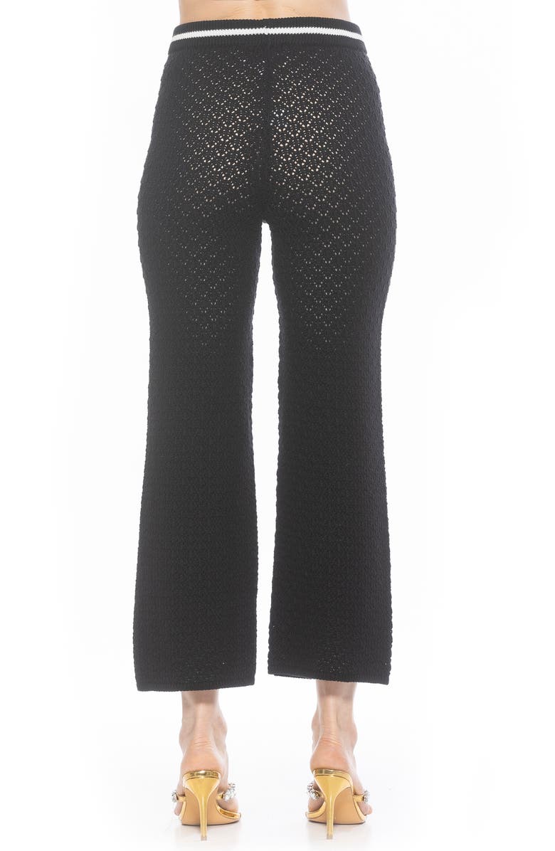 Alexia Admor Kora Cropped Open Stitch Knit Pants, Alternate, color, Black