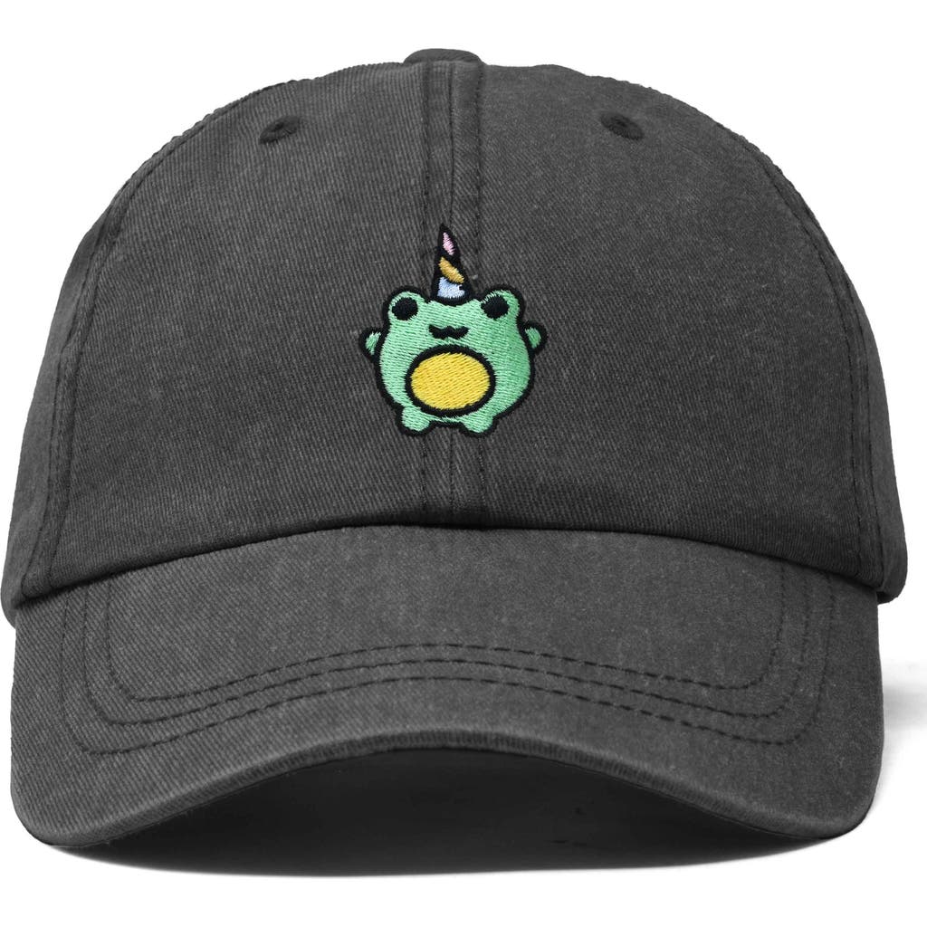 Dalix Froggy Unicorn Embroidered Cap In Washed Gray
