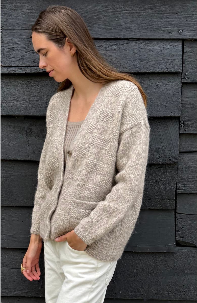 oyun Handknit Basketweave Cardigan, Alternate, color, Oat