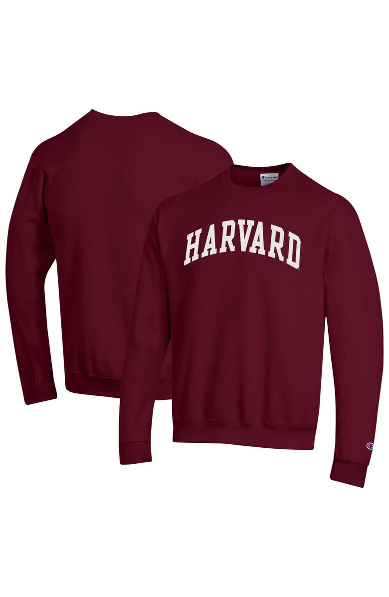 Champion Men's Champion Crimson Harvard Crimson Basic Arch Fleece Pullover Sweatshirt, Alternate, color, Crimson