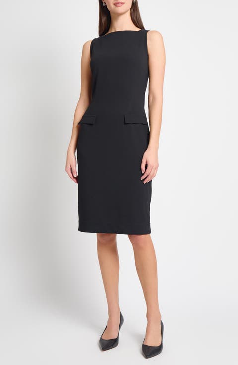 Deco Crepe Bateau Neck Sheath Dress