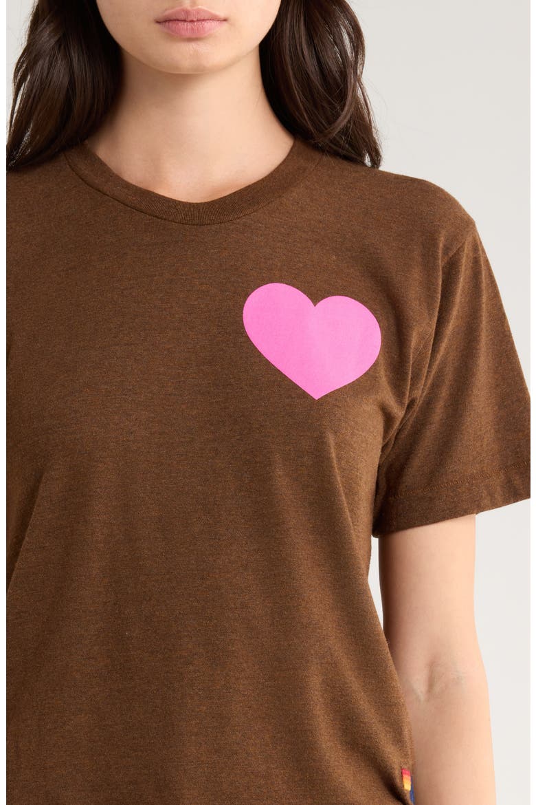 Heart Boyfriend T-Shirt, Alternate, color, CHOCOLATE/ NEON PINK