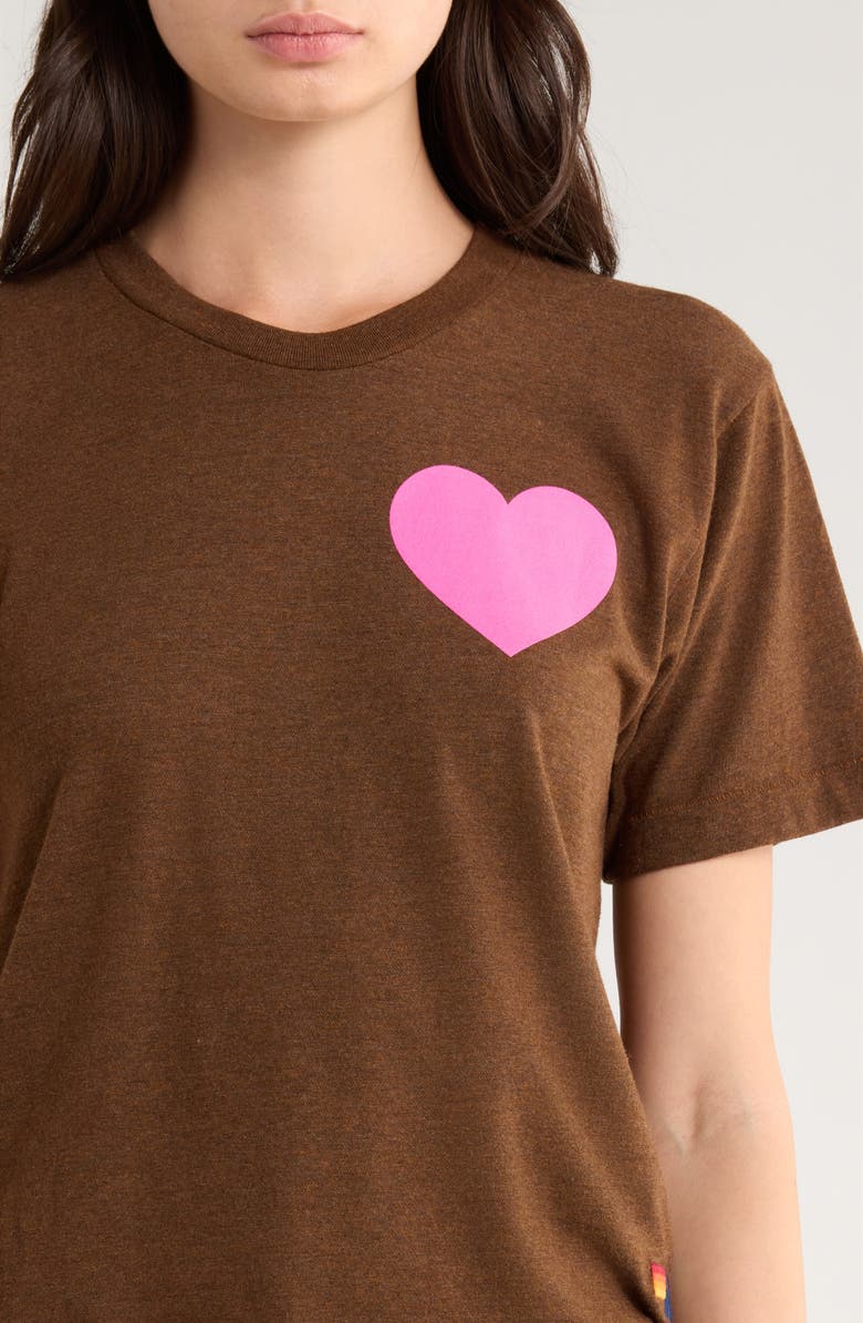 Aviator Nation Heart Boyfriend T-Shirt, Alternate, color, Chocolate/ Neon Pink