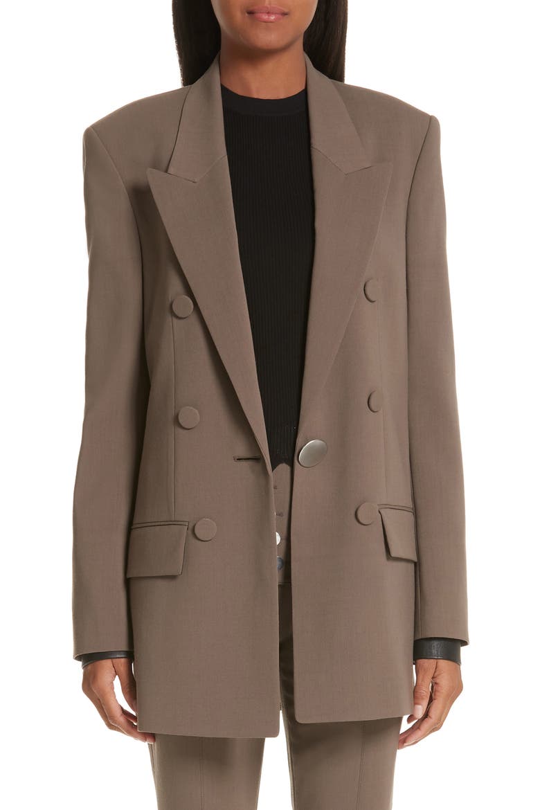 Leather Cuff Blazer, Main, color, KHAKI GREEN