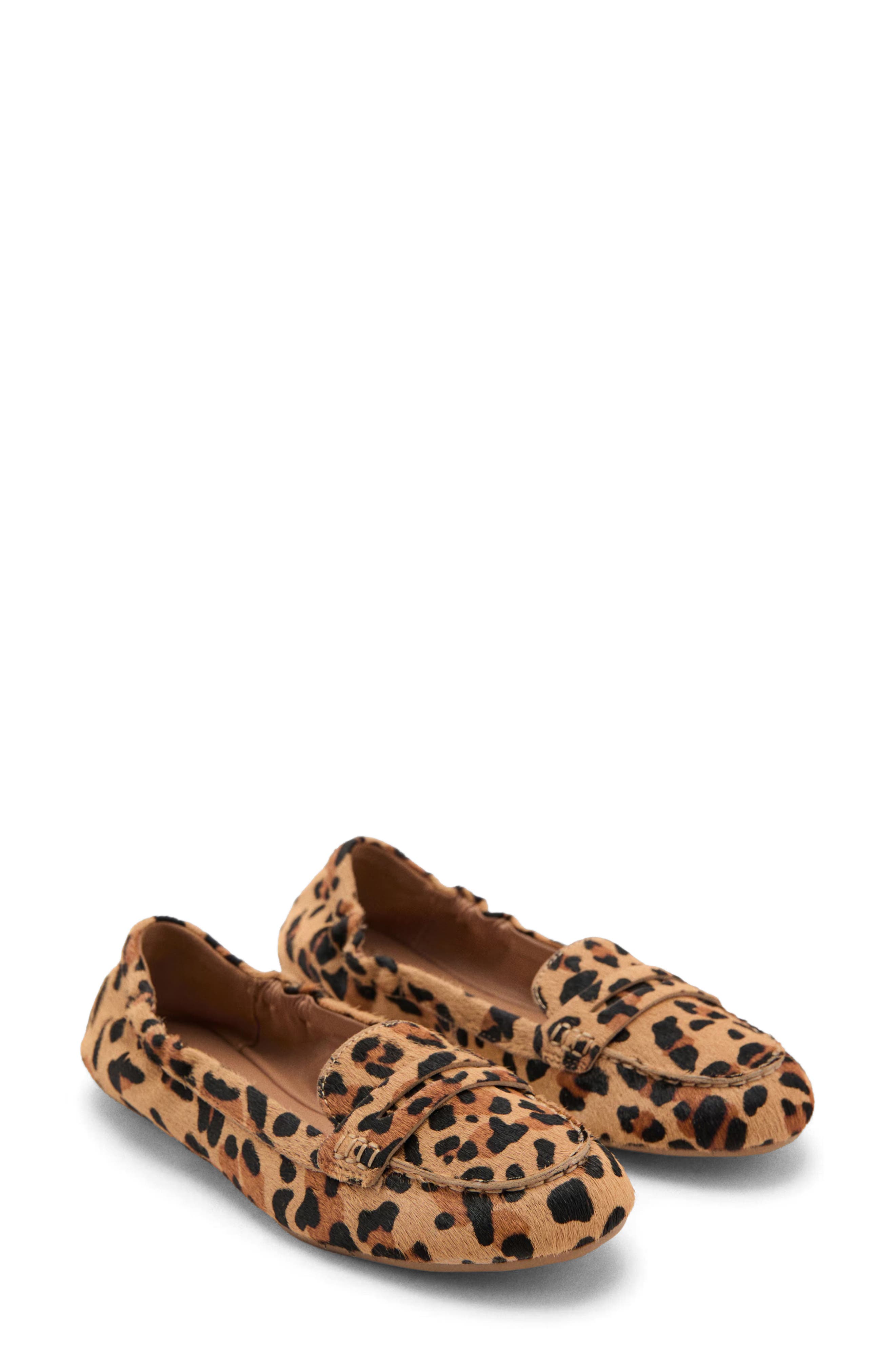 Mango Genuine Calf Hair Penny Loafer In Animal Print