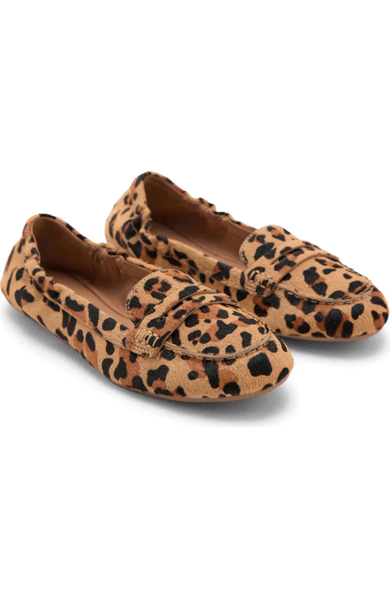 MANGO Genuine Calf Hair Penny Loafer, Main, color, Medium Brown