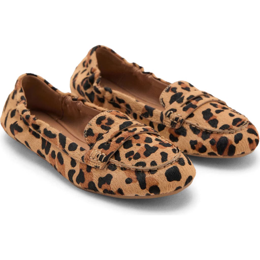 Mango Genuine Calf Hair Penny Loafer In Animal Print