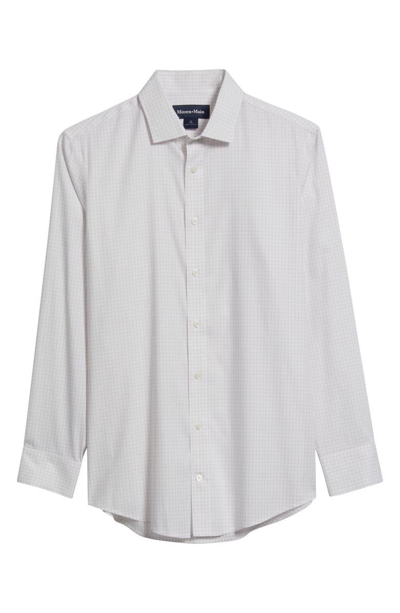 Mizzen+Main Hilton Trim Fit Grid Performance Cotton Blend Button-Up Shirt, Alternate, color, White Lavender Haze Mini Grid