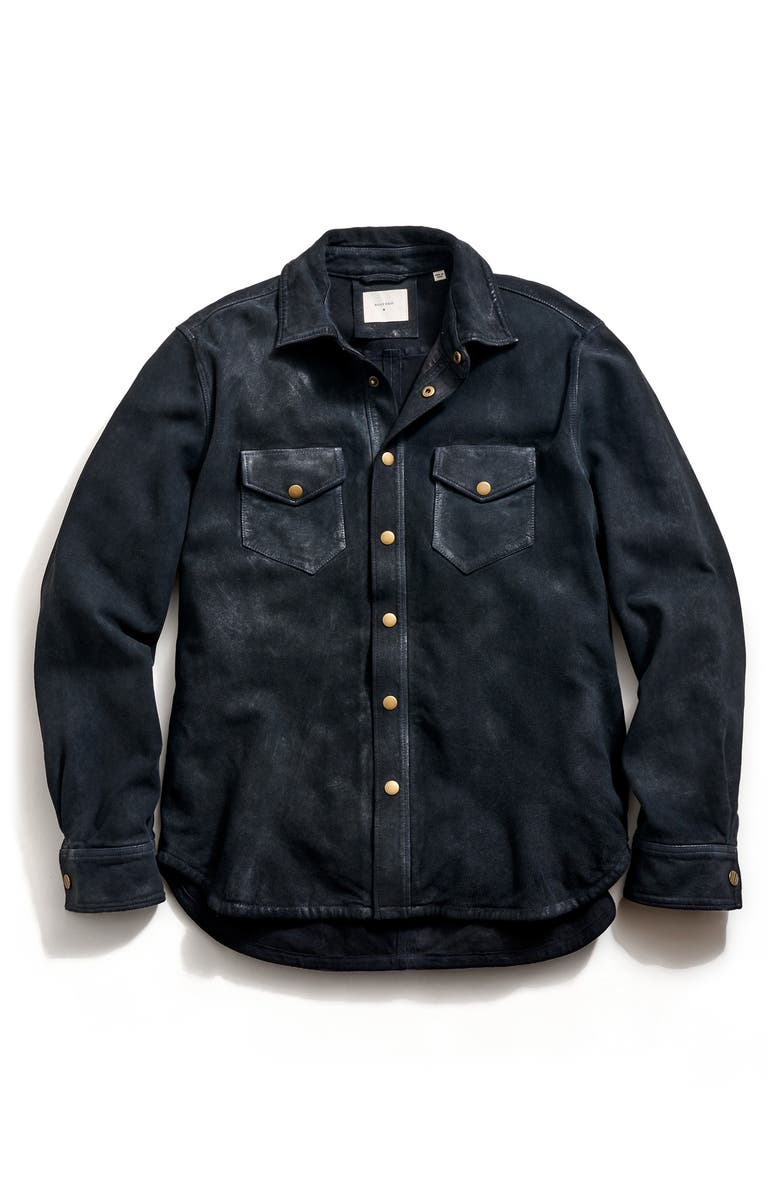Billy Reid Savoy Waxed Suede Shirt Jacket, Alternate, color, Navy
