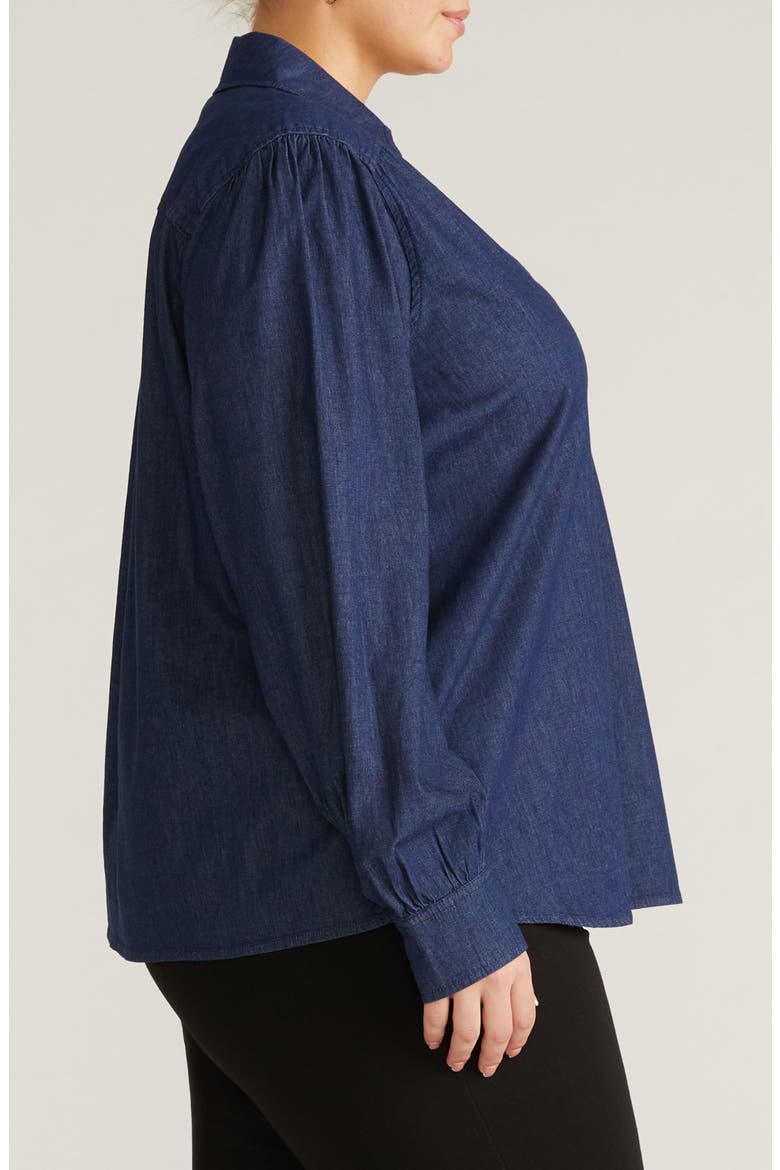 Maisie Chambray Top, Alternate, color, DARK INDIGO BLUE