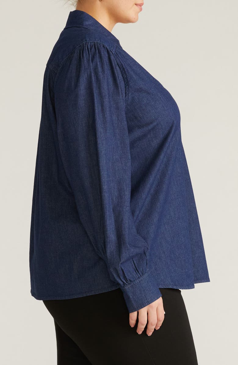 Universal Standard Maisie Chambray Top, Alternate, color, Dark Indigo Blue
