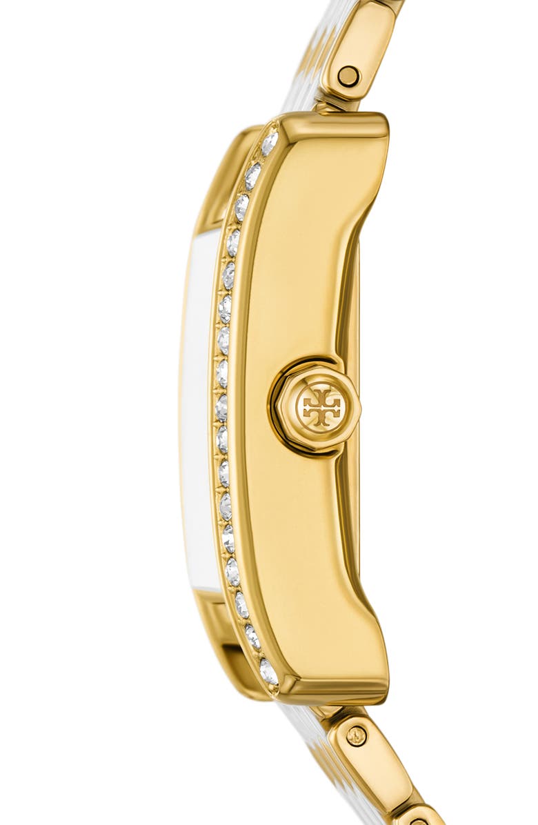 Tory Burch The Eleanor Crystal Bracelet Watch, 27mm x 34mm, Alternate, color, Two Tone