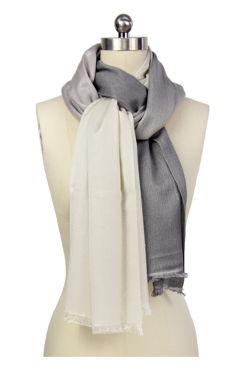 Two-Tone Cashmere & Silk Scarf, Alternate, color, GREY