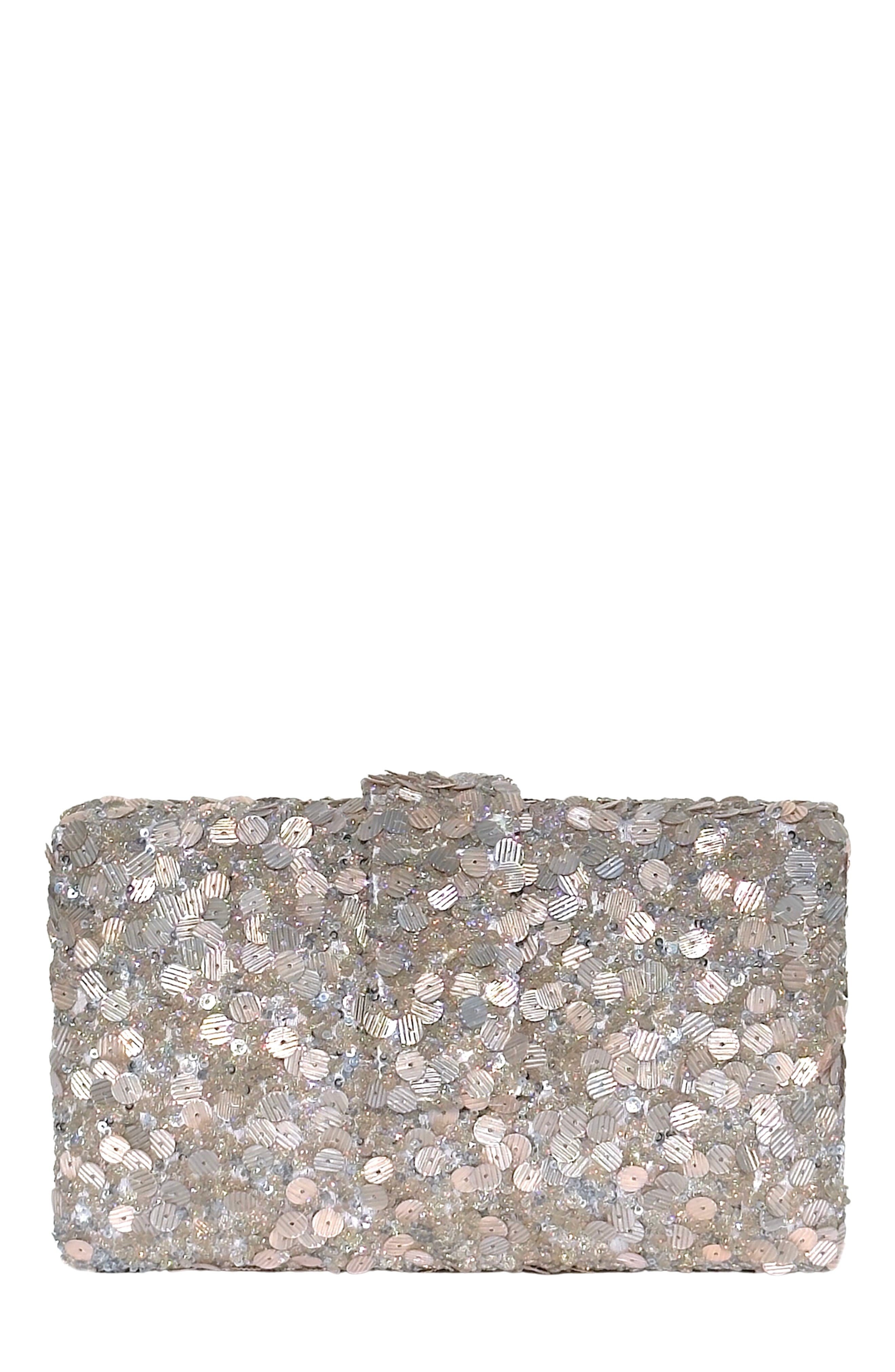 Classic Sequin Kitsch Clutch, Main, color, Cloud