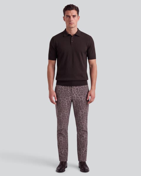 Leopard Mens Velvet Flat-front Pant