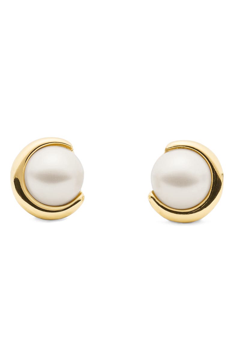 Kate Spade New York faux pearl stud earrings, Main, color, Cream/ Gold