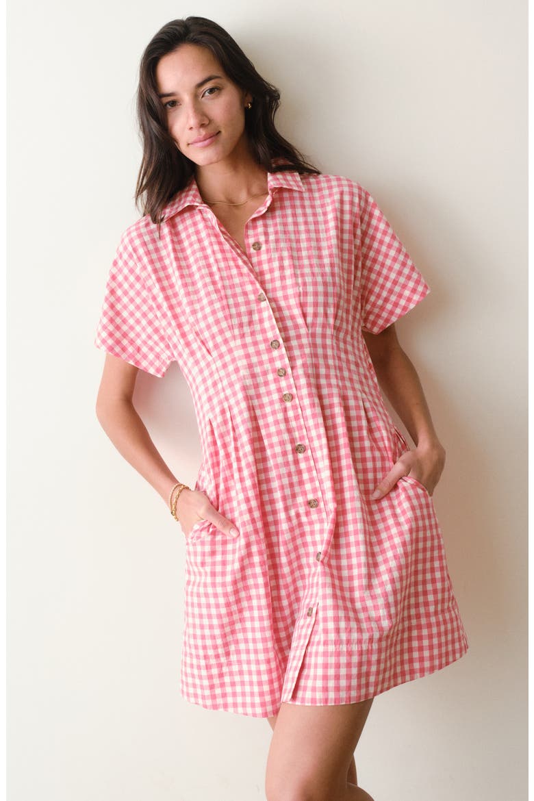 Nova Pima Cotton Gingham Mini Shirtdress, Alternate, color, CHERRY GINGHAM