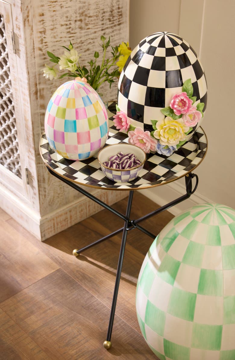 MACKENZIE CHILDS Frolic Spring Floral Tabletop Egg, Alternate, color, Black