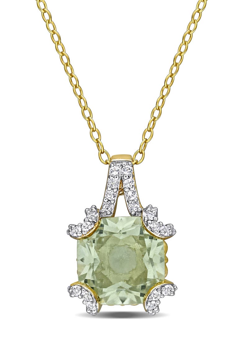 Semiprecious Stone & White Topaz Pendant Necklace, Main, color, GREEN