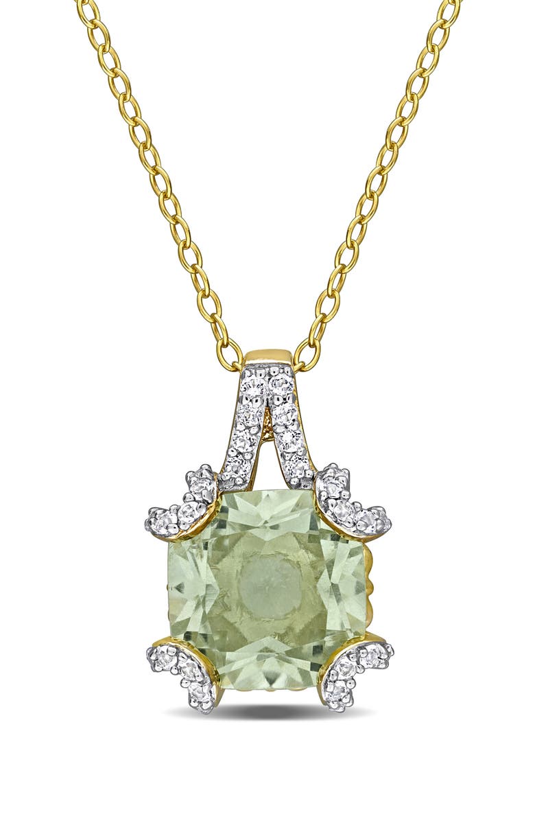 DELMAR Semiprecious Stone & White Topaz Pendant Necklace, Main, color, Green
