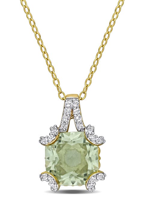 Semiprecious Stone & White Topaz Pendant Necklace