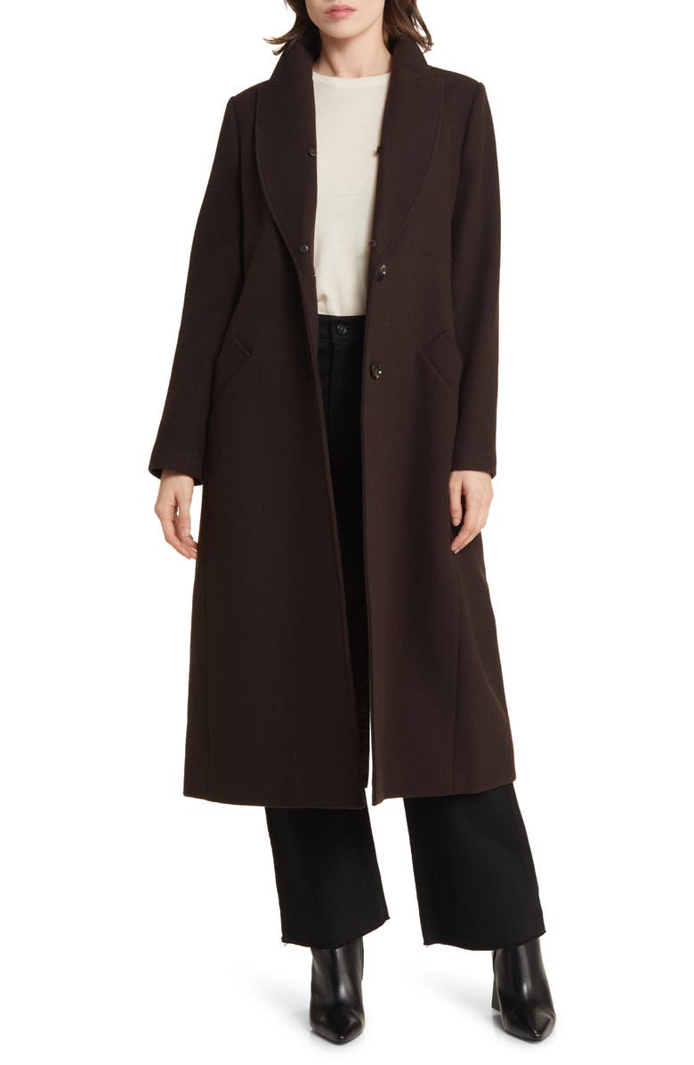 Michael Kors Belted Longline Wool Blend Coat with Faux Fur Collar, Alternate, color, 