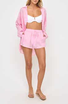 LSPACE Rio Linen Cover-Up Drawstring Shorts