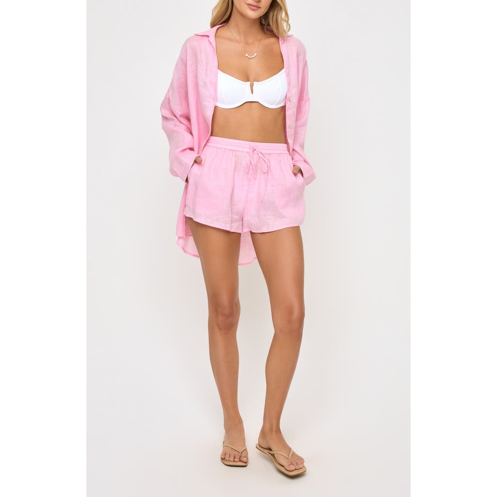 L*space Lspace Rio Linen Cover-up Drawstring Shorts