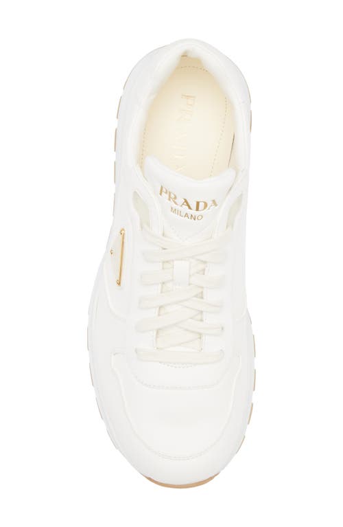 Prada Ivory Leather Lace-up Sneakers In White