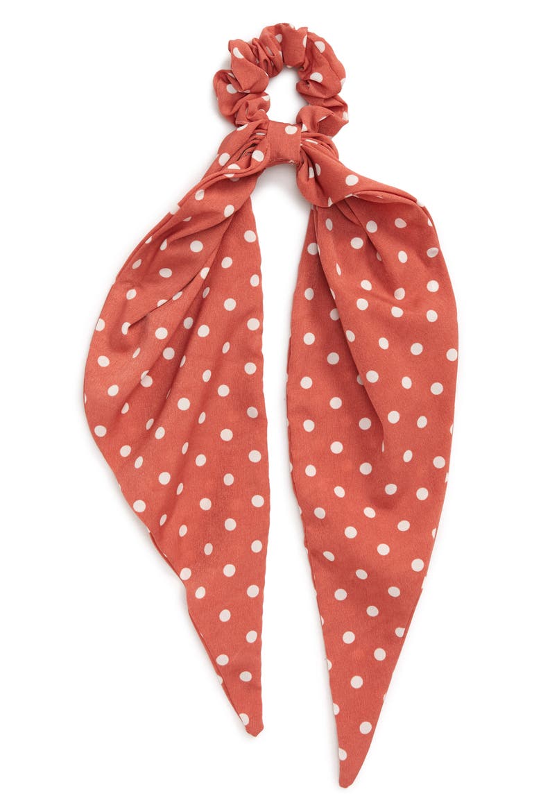Scarf Ponytail Holder, Main, color, CORAL