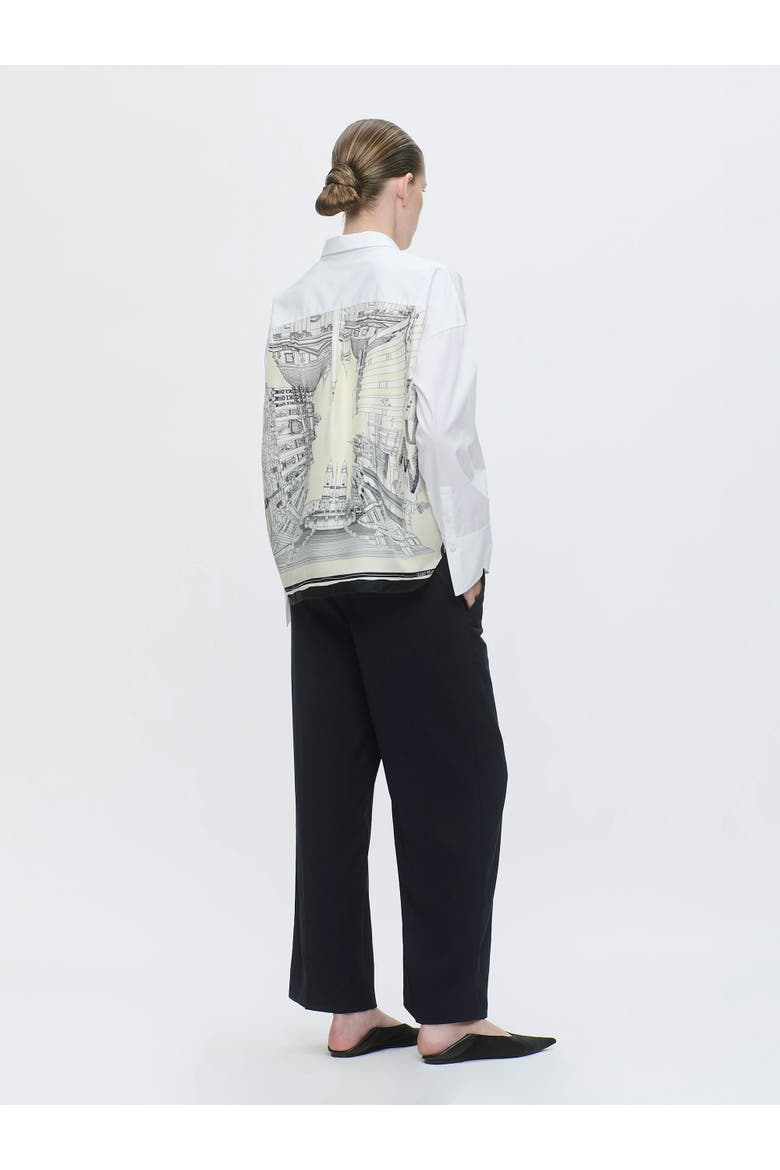 Sirene Rome Print Scarf-back Shirt, Alternate, color, White