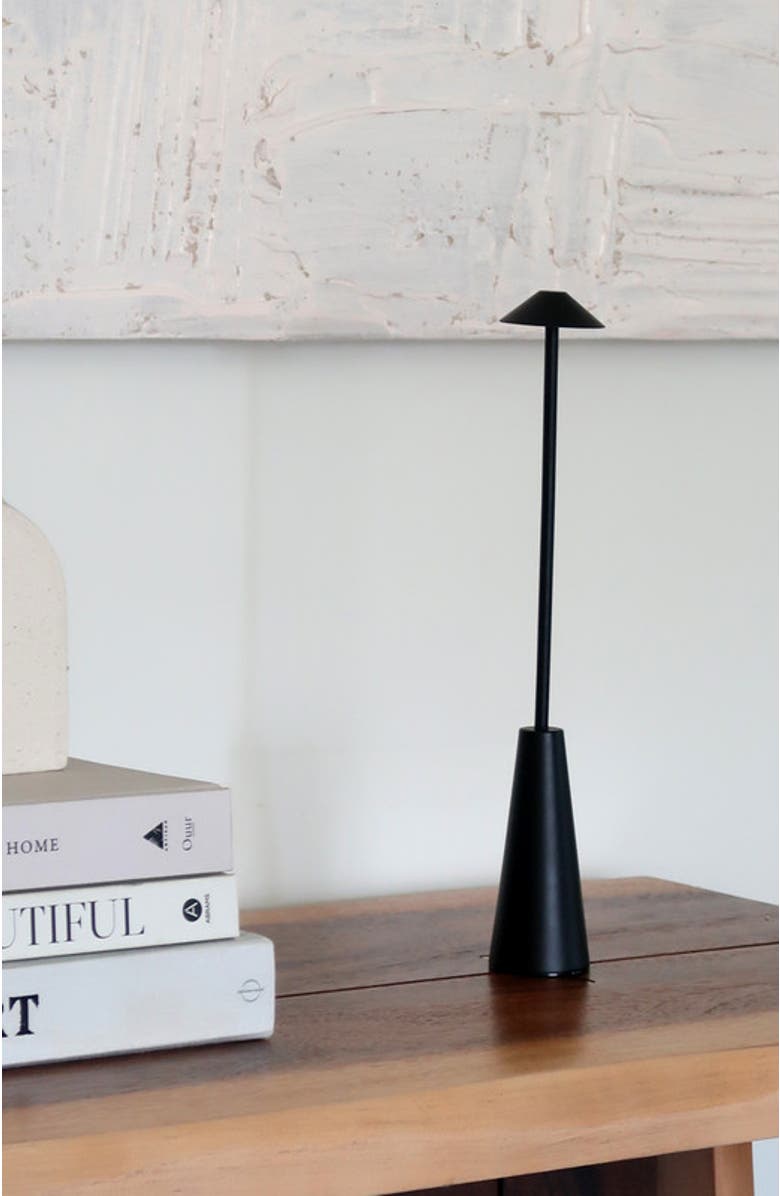 Brightech Enoki 12" Portable USB-Rechargeable LED Bistro Table Lamp with Slim Matte Black Stem and 3-Way Touch Dimming, Alternate, color,