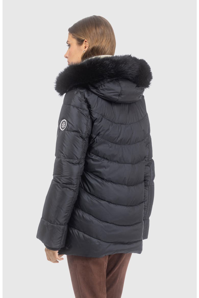 Apres-Ski Jacket With Detachable Hood Trim, Alternate, color, BLACK/BLACK