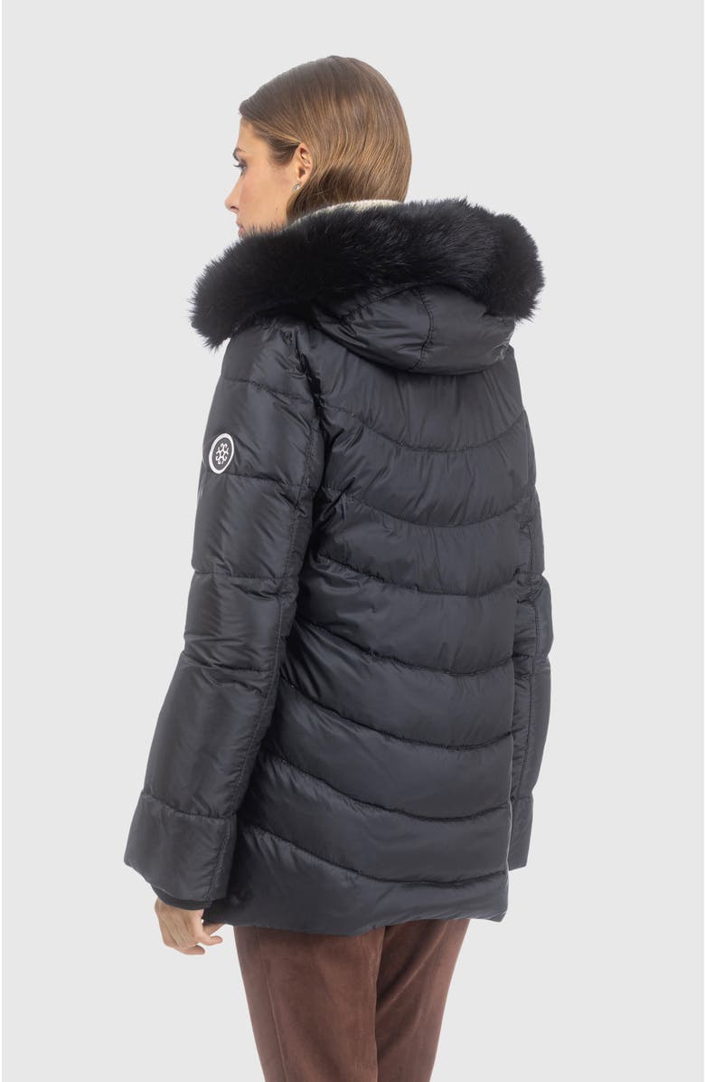 GORSKI Apres-Ski Jacket With Detachable Hood Trim, Alternate, color, Black/Black