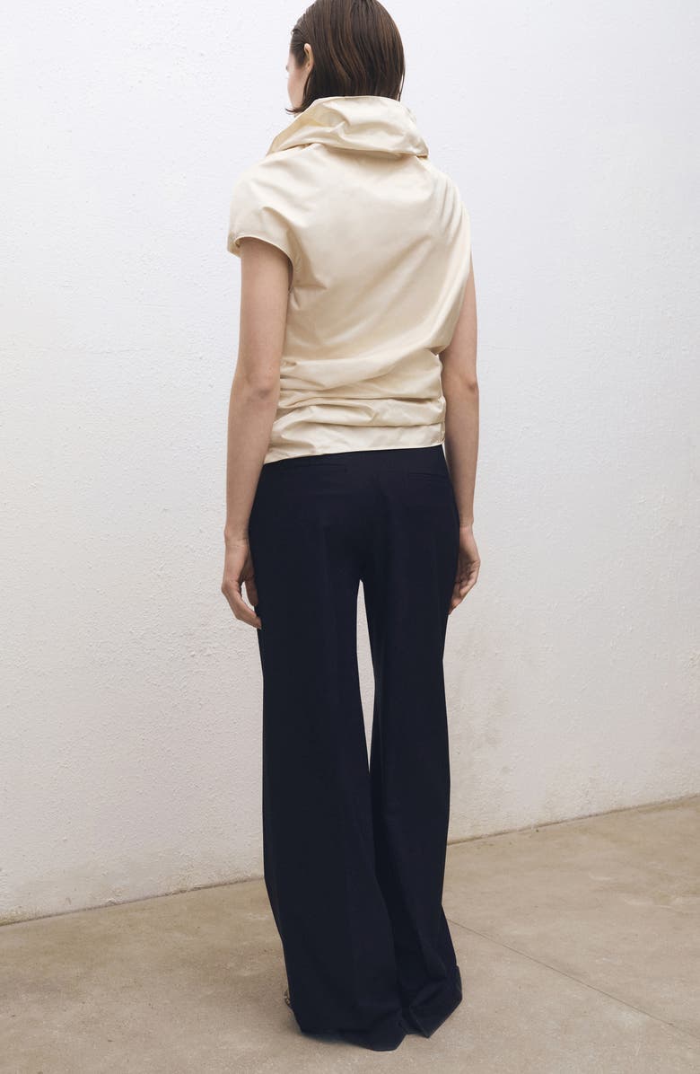 MANGO Pleated Wide Leg Pants, Alternate, color, Navy