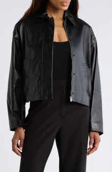 Simkhai Everli Crop Leather Jacket