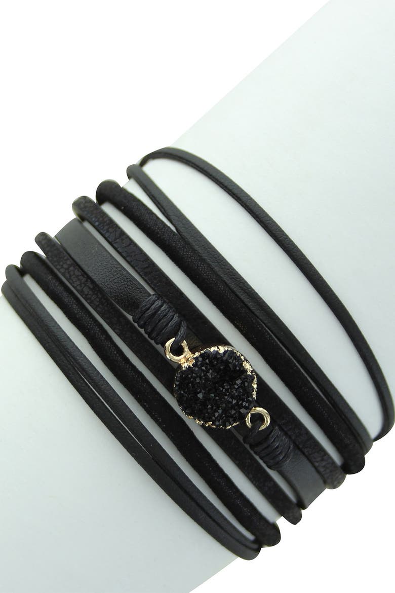 Alina Multi Strand Geode Charm Bracelet, Main, color, GOLD-BLACK