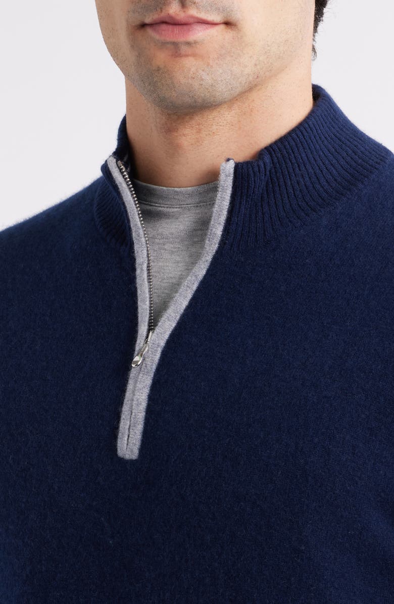 johnnie-O Niccolo Cashmere Quarter Zip Sweater, Alternate, color, Navy