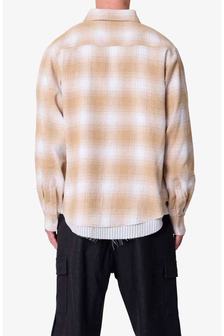 Oversize Plaid Double Layered Cotton Flannel Snap-Up Overshirt, Alternate, color, TAN