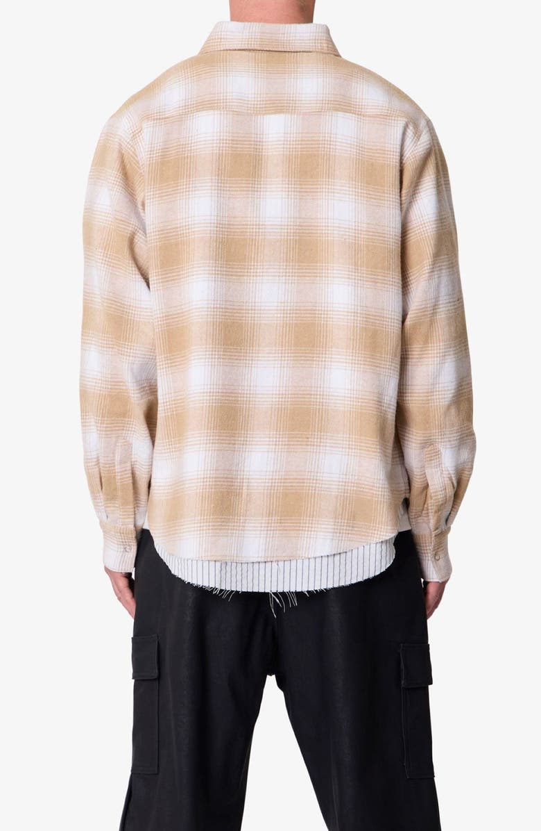 mnml Oversize Plaid Double Layered Cotton Flannel Snap-Up Overshirt, Alternate, color,