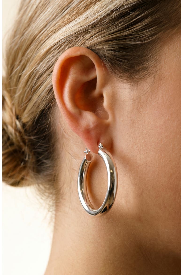 Classic Hoop Earrings, Alternate, color, SILVER