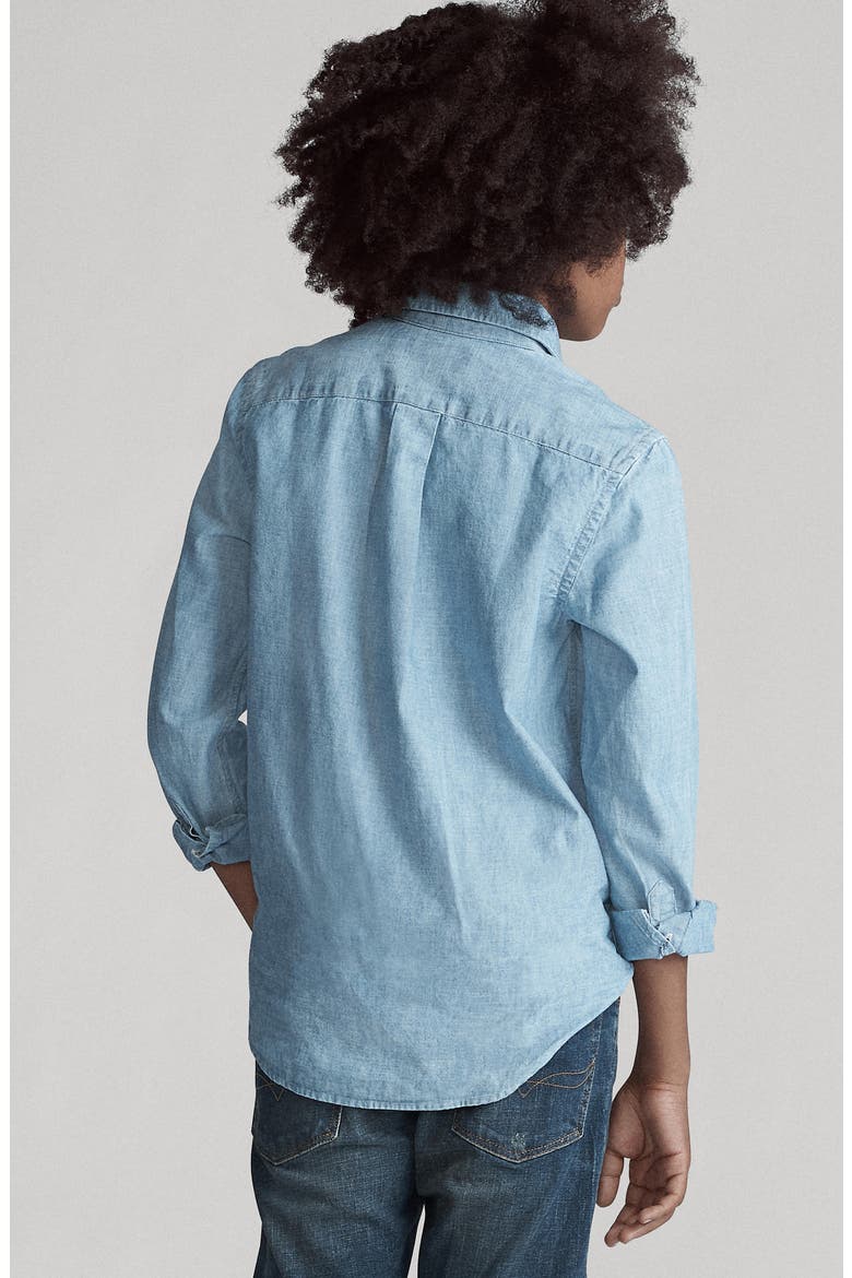 Kids' Chambray Button-Down Shirt, Alternate, color, BLUE