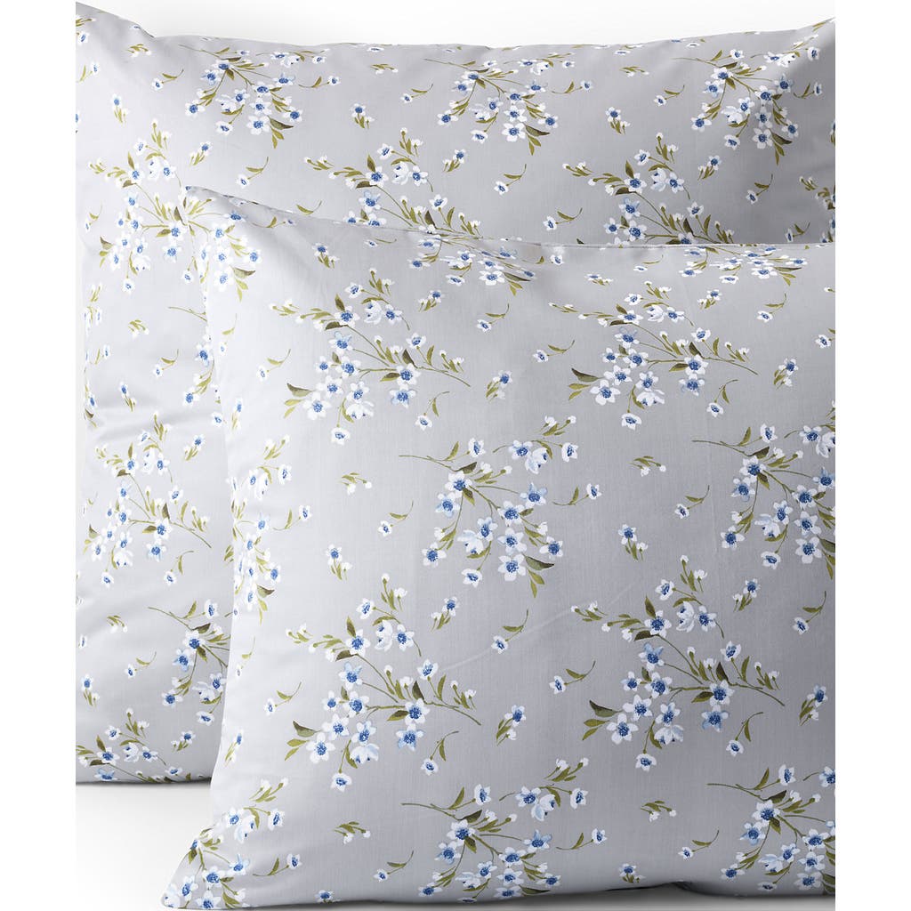 Lands' End 700 Thread Count Luxe Sateen Egyptian Cotton No Iron Bed Pillow Sham In Light Fog Snow Drop Floral