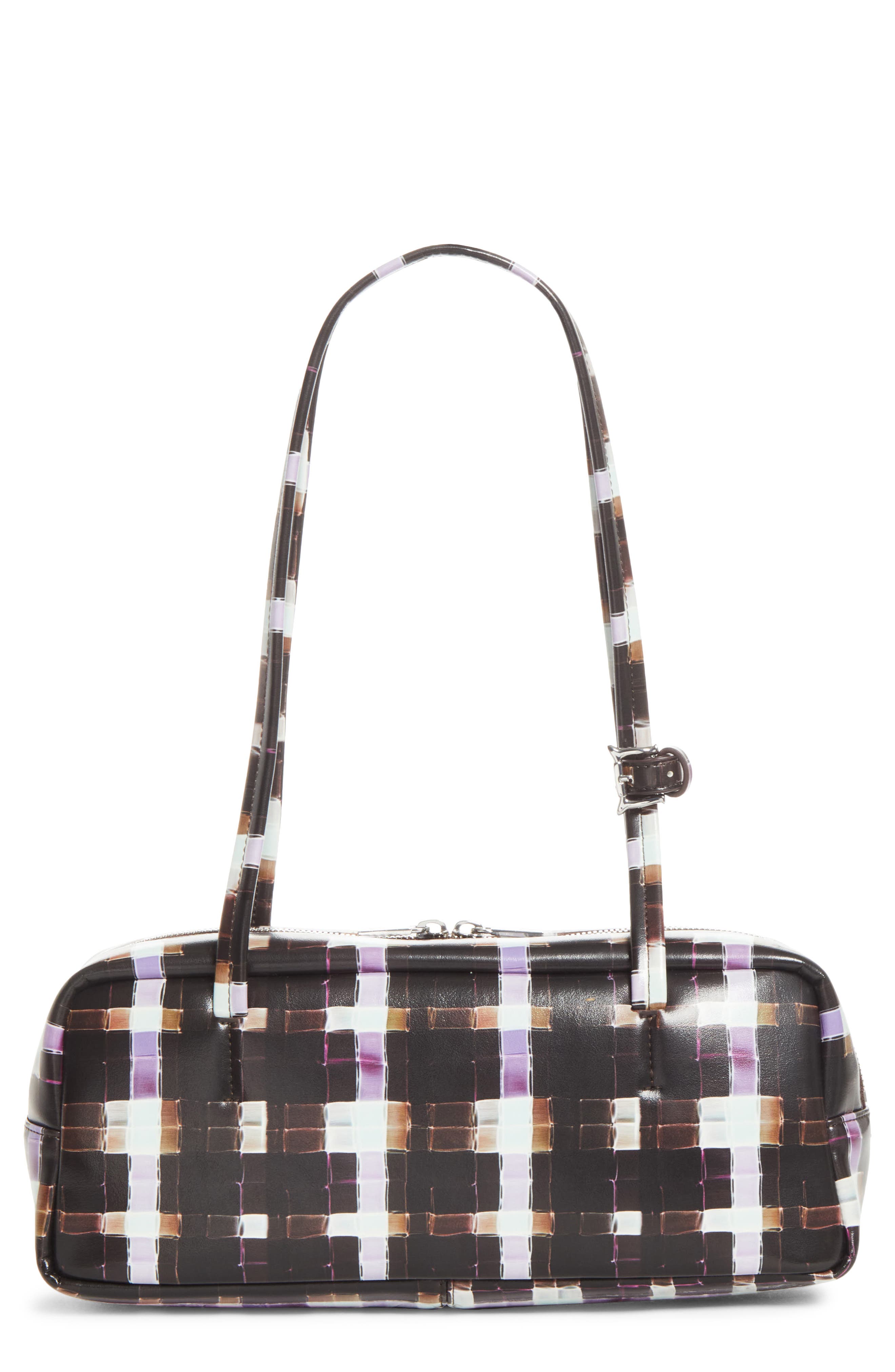x Collina Strada Plaid Faux Leather Baguette Bag, Main, color, CHOCOLATE PAINTED PLAID